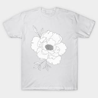 Peony Pattern - Flower Line Art T-Shirt